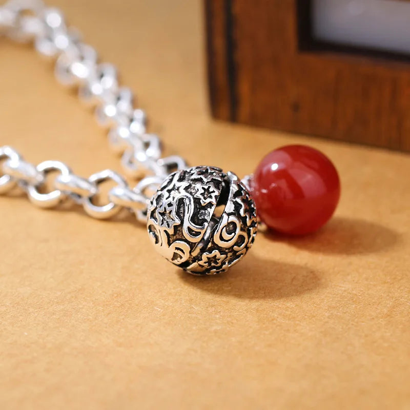 Foxanry Silver Bell Bracelet Vintage Chain Adjustable