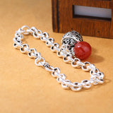 Foxanry Silver Bell Bracelet Vintage Chain Adjustable