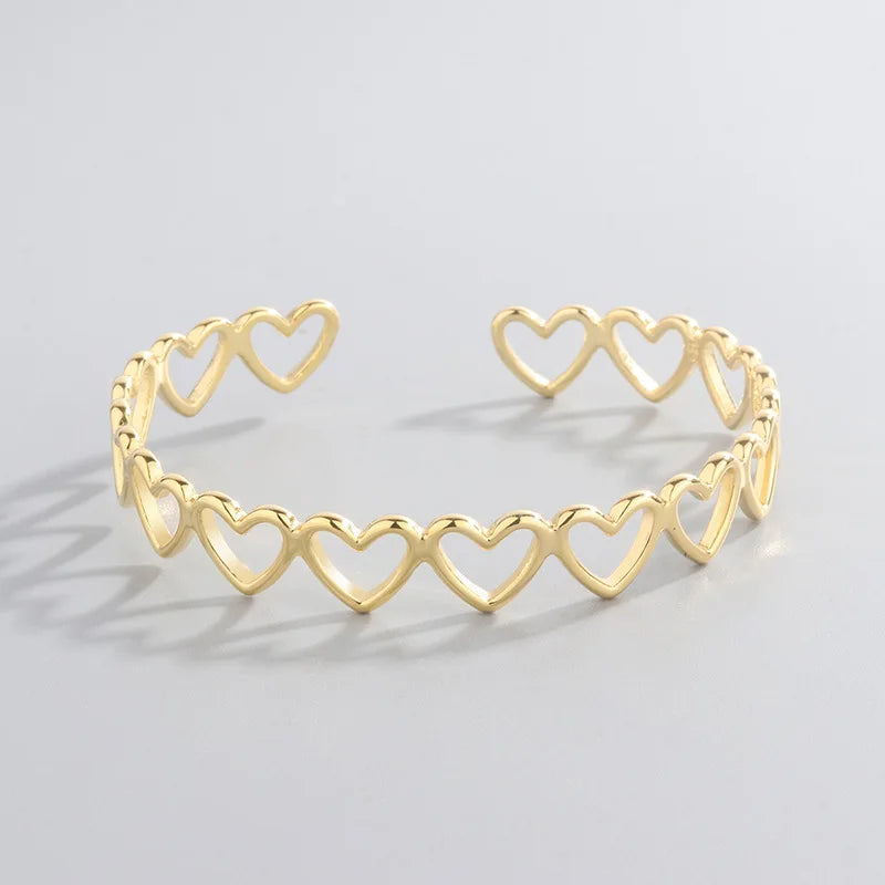 Foxanry Silver Open Bracelet for Women Vintage Couples Bangles