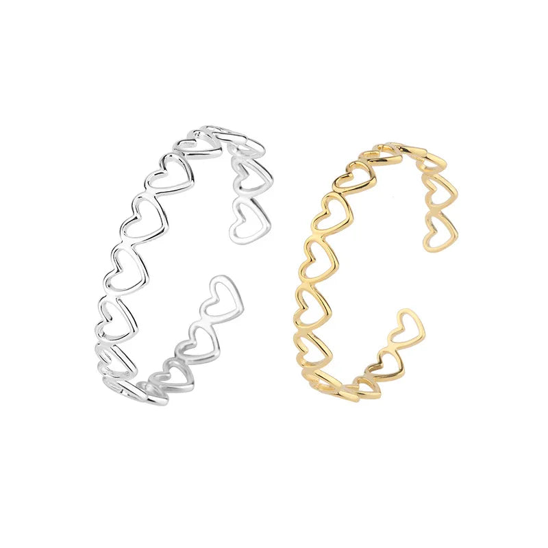 Foxanry Silver Open Bracelet for Women Vintage Couples Bangles