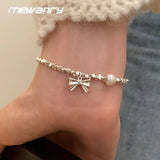 Foxanry Silver Pearl Chain Bracelet Women Wedding Accessories