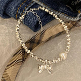 Foxanry Silver Pearl Chain Bracelet Women Wedding Accessories