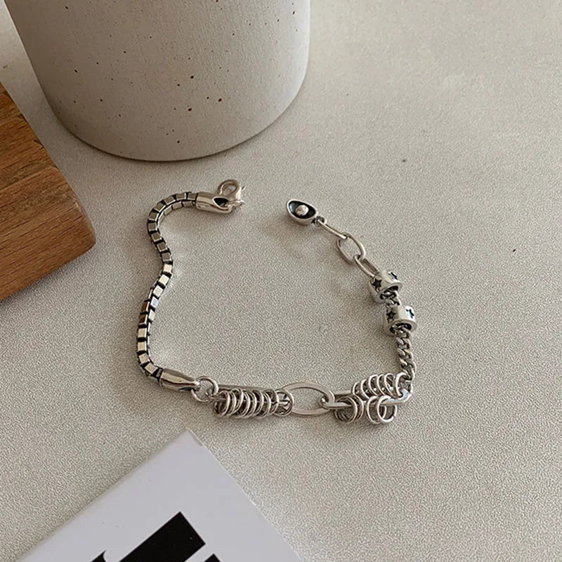 Foxanry Silver Punk Chain Bracelet Vintage Party Jewelry