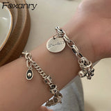 Foxanry Silver Punk Chain Bracelet Vintage Party Jewelry