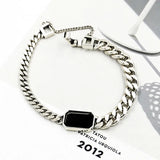 Foxanry Silver Punk Chain Bracelet for Women Zircon Hiphop Jewelry