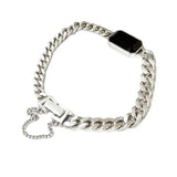 Foxanry Silver Punk Chain Bracelet for Women Zircon Hiphop Jewelry