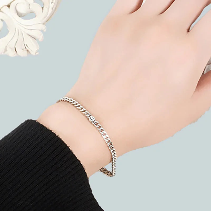 Foxanry Silver Smiley Face Bracelet for Women