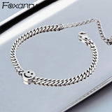 Foxanry Silver Smiley Face Bracelet for Women