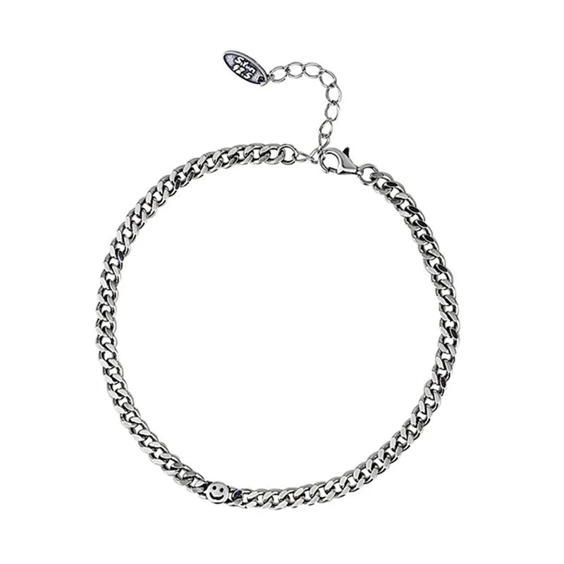 Foxanry Silver Smiley Face Bracelet for Women