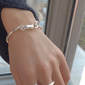 Foxanry Silver Chain Bracelet Women Vintage Lock Thai Silver Jewelry