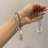 Foxanry Silver Chain Bracelet Women Vintage Lock Thai Silver Jewelry