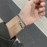 Foxanry Silver Chain Bracelet Women Vintage Lock Thai Silver Jewelry