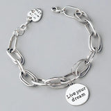 Foxanry Silver Chain Charm Bracelet English Letter Tag Thai Silver