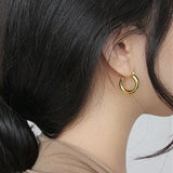 Foxanry Silver U-Shape Stud Earrings Plated Bride Jewelry Gift
