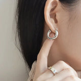 Foxanry Silver U-Shape Stud Earrings Plated Bride Jewelry Gift