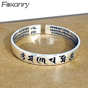 Foxanry Silver Vintage Bracelets for Women Couples, Smooth Bangles Party Jewelry