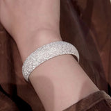 Foxanry Sparkling Zircons Wide Cuff Bracelet for Women