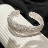 Foxanry Sparkling Zircons Wide Cuff Bracelet for Women