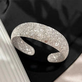 Foxanry Sparkling Zircons Wide Cuff Bracelet for Women