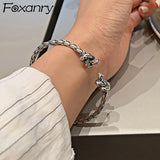 Foxanry Spring Silver Opening Bracelet Bangles