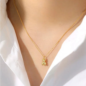 Foxanry Stamp Necklace for Women Party Jewelry Birthday Bear Pendant