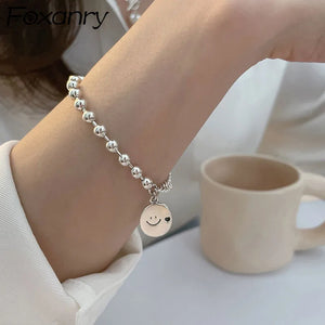 Foxanry Smiley Face Chain Bracelet Vintage Hip Hop Party Jewelry