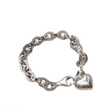 Foxanry Stamp Thick Chain Bracelet Punk Vintage LOVE Heart Tassel Jewelry