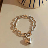 Foxanry Stamp Thick Chain Bracelet Punk Vintage LOVE Heart Tassel Jewelry