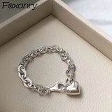 Foxanry Stamp Thick Chain Bracelet Punk Vintage LOVE Heart Tassel Jewelry