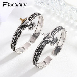 Foxanry Vintage Eagle Bracelet for Women Couples Creative Feather Geometric