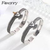 Foxanry Vintage Eagle Bracelet for Women Couples Creative Feather Geometric
