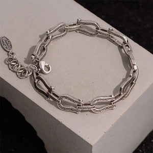 Foxanry Vintage Punk Chain Bracelets Hollow Geometry Jewelry