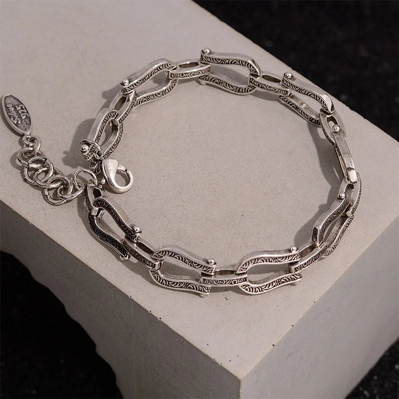 Foxanry Vintage Punk Chain Bracelets Hollow Geometry Jewelry