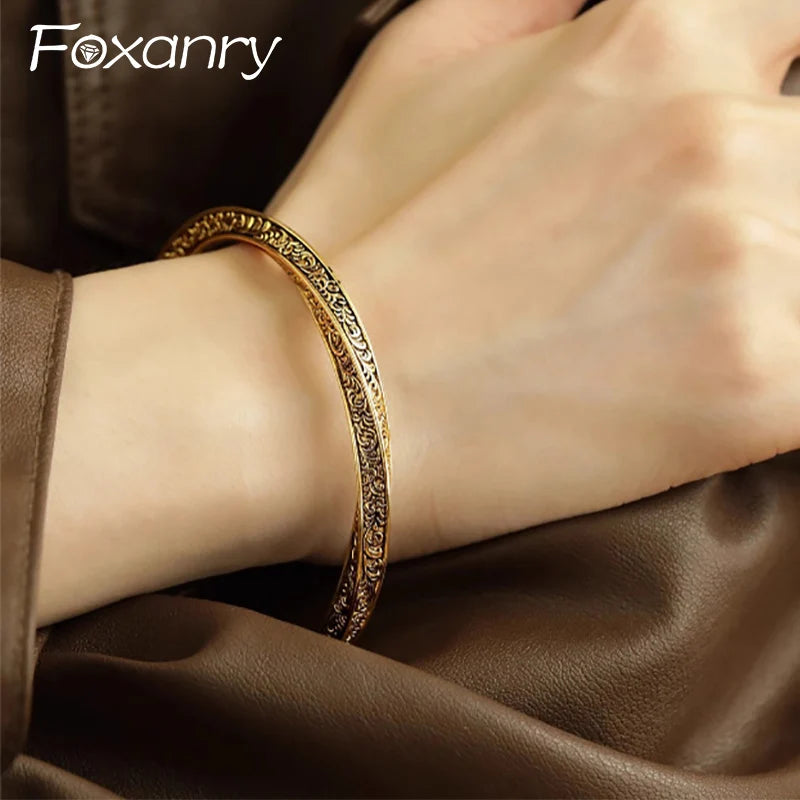 Foxanry Vintage Punk Cuff Bracelet Irregular Geometric Jewelry