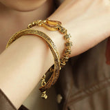 Foxanry Vintage Punk Cuff Bracelet Irregular Geometric Jewelry