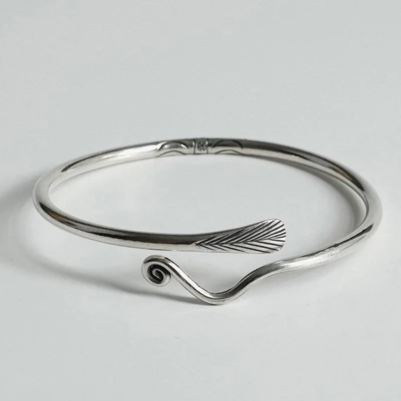 Foxanry Vintage Punk Silver Bracelet Peacock Feather Party Jewelry