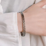 Foxanry Vintage Punk Silver Bracelet Charm Women Hollow Geometric Accessorie