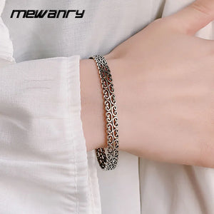 Foxanry Vintage Punk Silver Bracelet Charm Women Hollow Geometric Accessorie