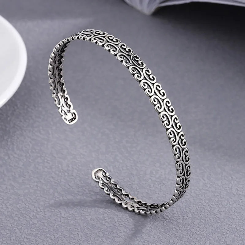 Foxanry Vintage Punk Silver Bracelet Charm Women Hollow Geometric Accessorie