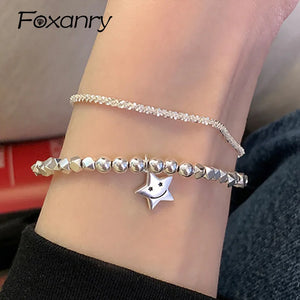 Foxanry Punk Smiley Face Bracelet Multilayer Chain