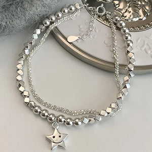 Foxanry Punk Smiley Face Bracelet Multilayer Chain