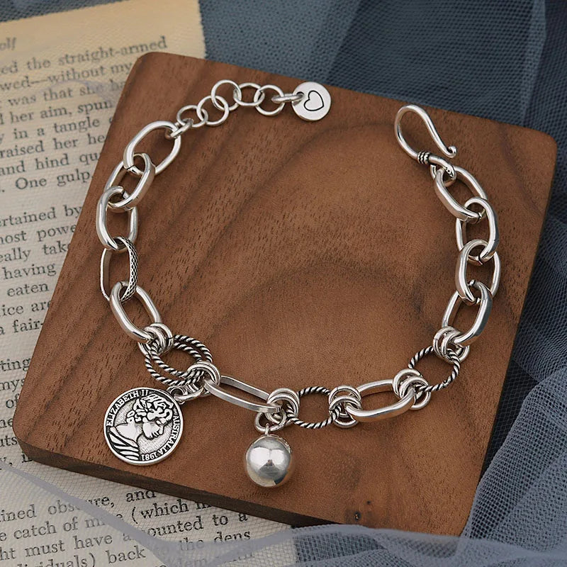 Foxanry Vintage Punk Stamp Chain Bracelet for Women