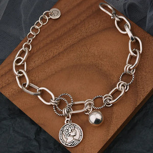 Foxanry Vintage Punk Stamp Chain Bracelet for Women