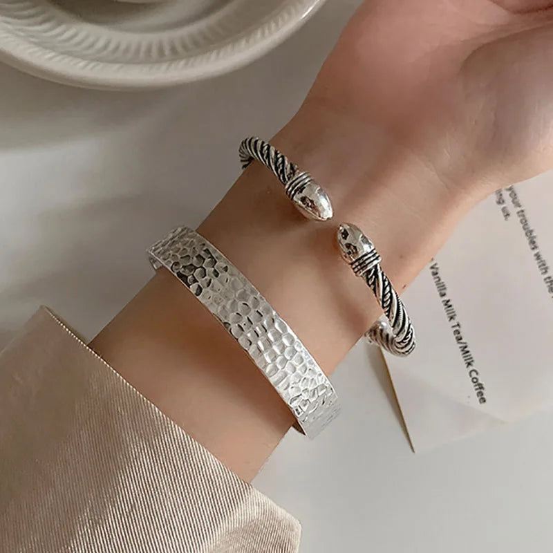 Foxanry Vintage Punk Width Bracelet Thai Silver Jewelry