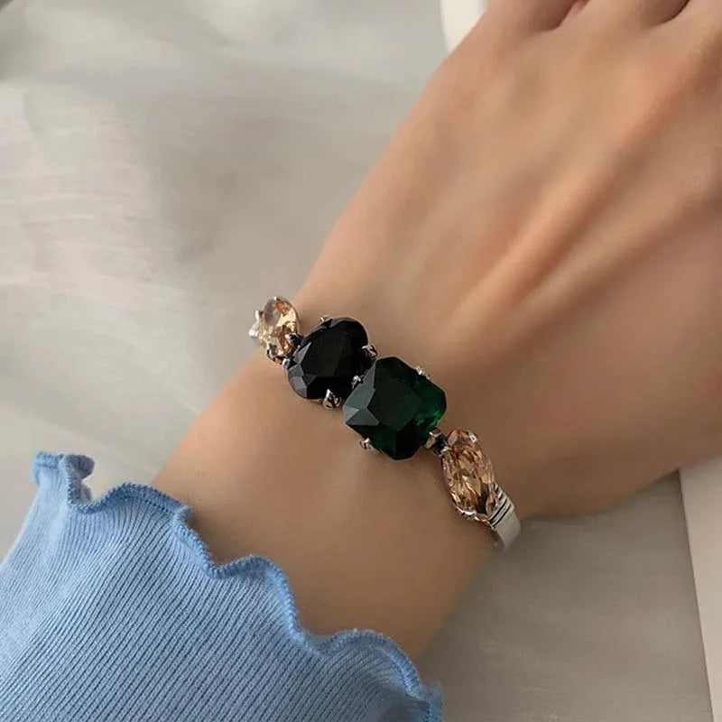 Foxanry Vintage Punk Zircons Bracelet Geometric Wedding Party Jewelry