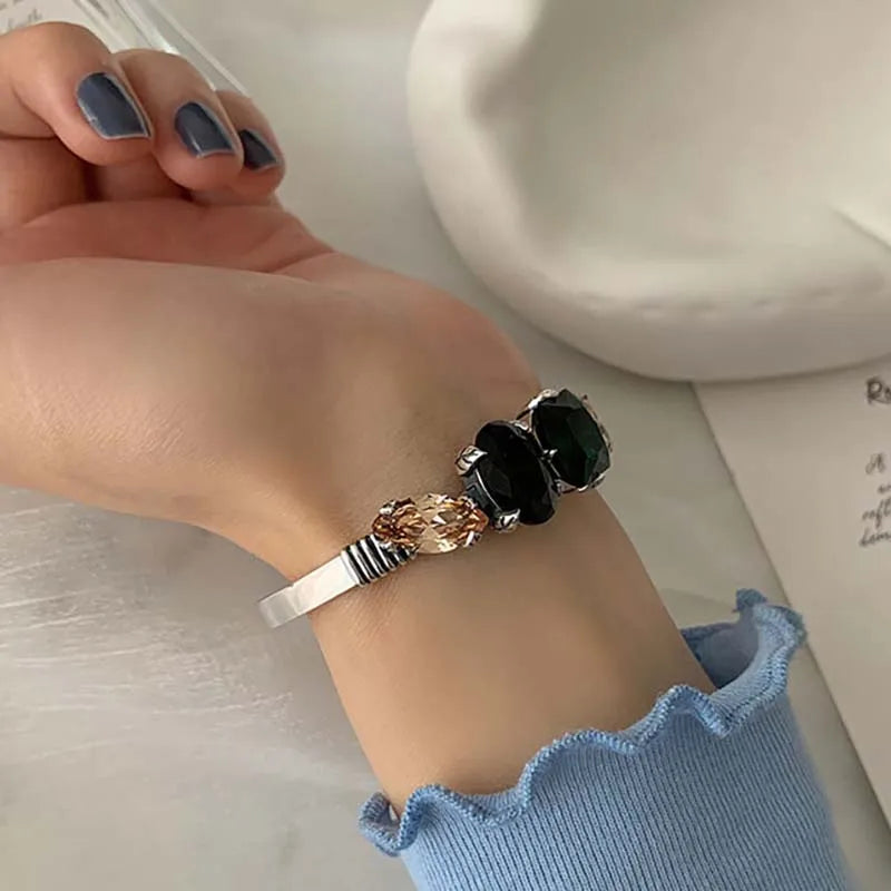 Foxanry Vintage Punk Zircons Bracelet Geometric Wedding Party Jewelry
