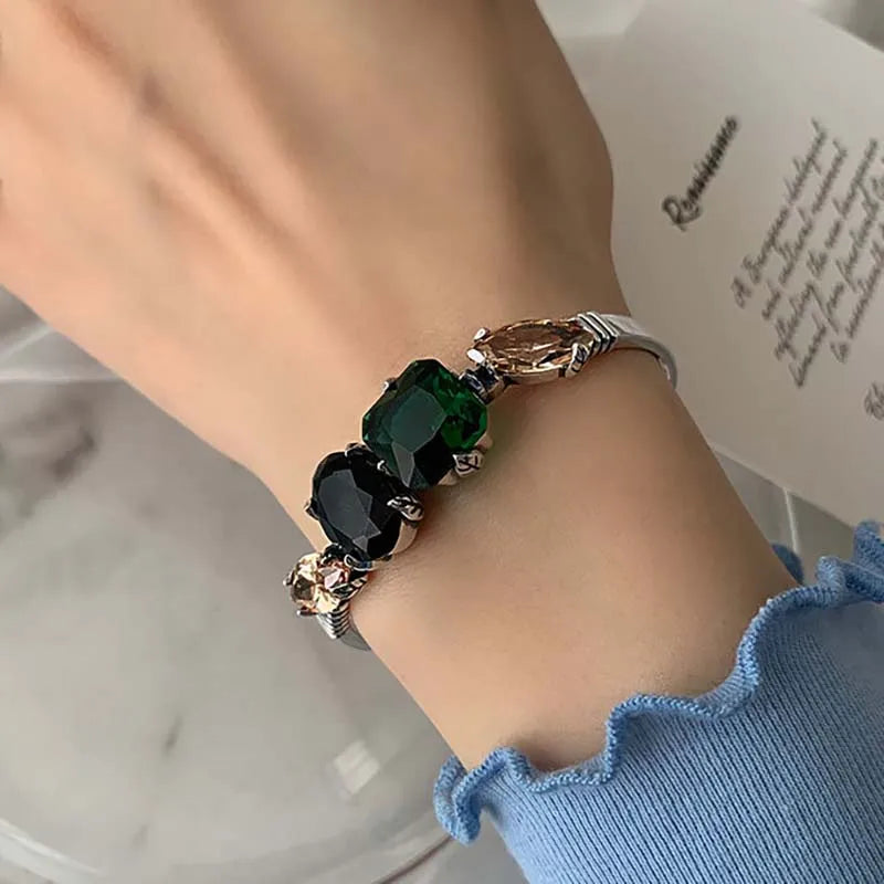 Foxanry Vintage Punk Zircons Bracelet Geometric Wedding Party Jewelry