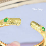 Foydjew Italian Vintage Jewelry Emerald Bracelet for Women's Banquet Party