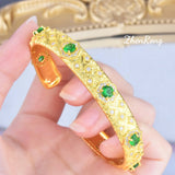Foydjew Italian Vintage Jewelry Emerald Bracelet for Women's Banquet Party