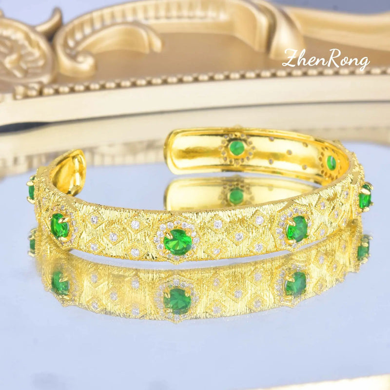 Foydjew Italian Vintage Jewelry Emerald Bracelet for Women's Banquet Party
